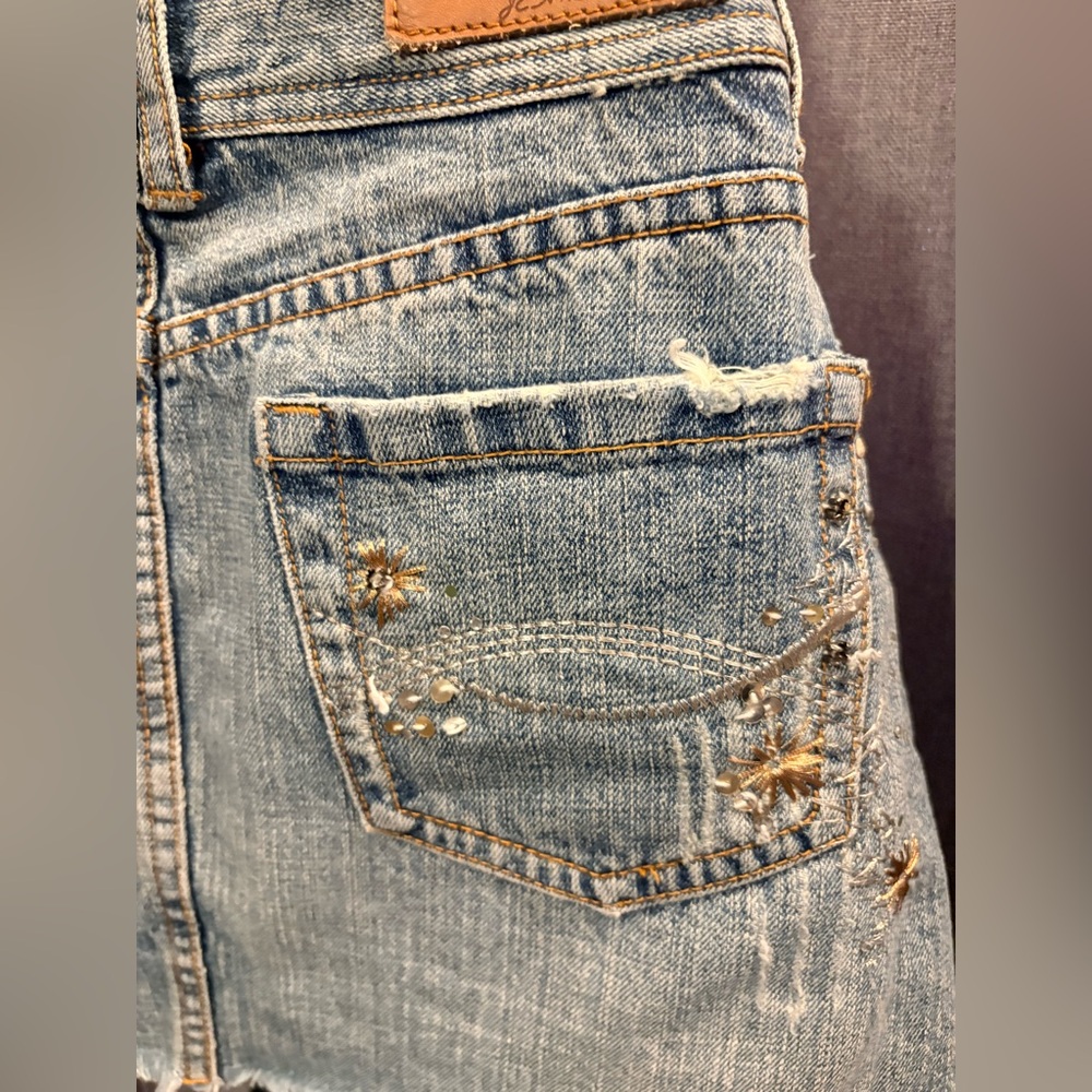 Nikibiki rhinestone art mini skirt/Jean skirt